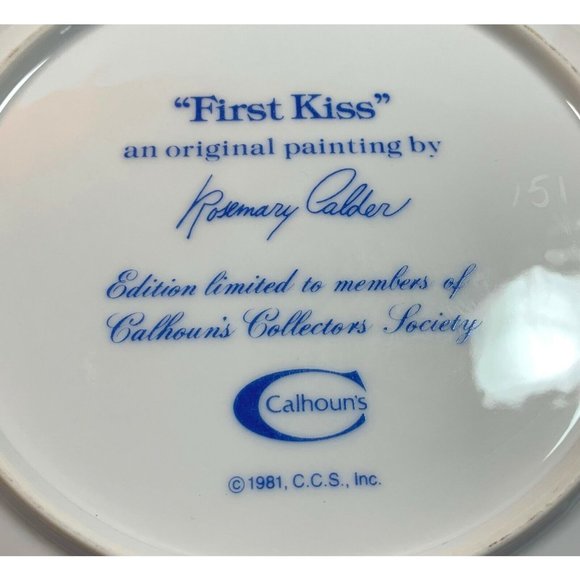 Rosemary Calder Collector Plate First Kiss Calhouns Collectors Society 1981 - Picture 2 of 8
